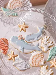 Mother’s Day Marine Series Cookie Cutter Starfish Conch Coral Shell Whale Biscuit Stamp Icing Cookie Baking Decoration Accessori