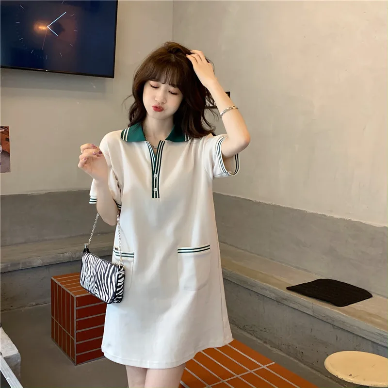 サマードレス-レディース-おしゃれ-ストレート-チューブ-tシャツワンピース-小さいサイズ-カジュアル-若見え-大きいサイズ-スポーツドレス