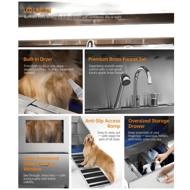 Commercieel roestvrijstalen dierenwinkel multifunctioneel bad