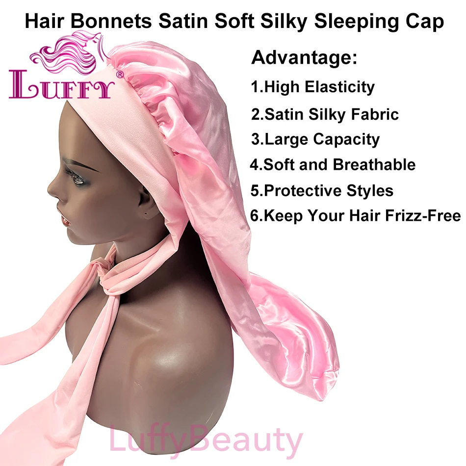 Hair Bonnets for Women Satin Soft Elastic Band Silky Sleeping Cap Big Bonnets for Women Bonnet for Braids