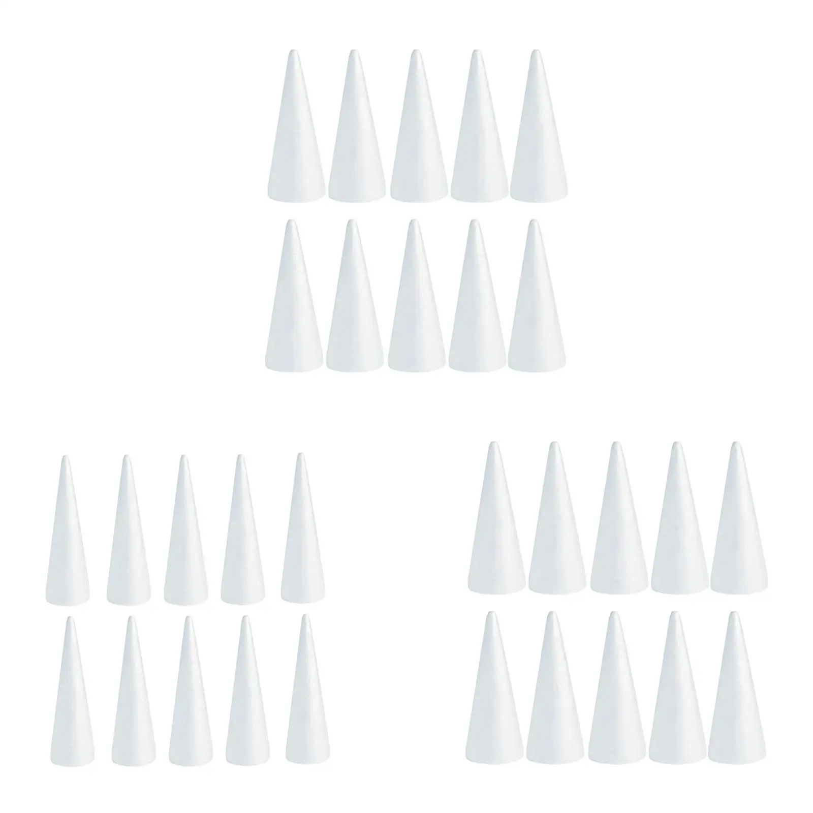 10Pcs Craft Foam Cones Decorations Cake Topper Handmade Foam Tree Cones for Holiday Children Kids Party DIY Arts Xmas Trees