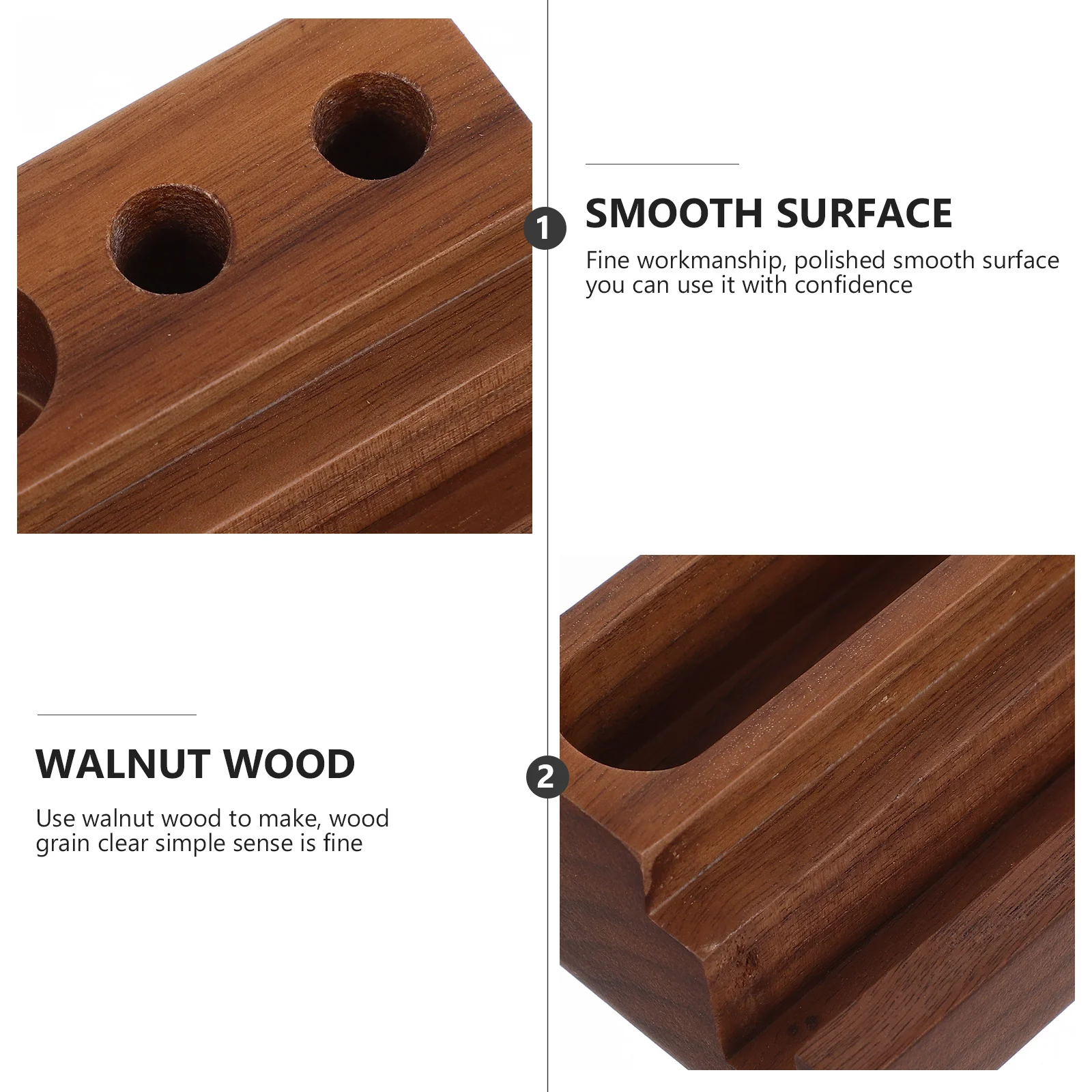 

Desktop Pen Holder Phone Stand Walnut Wood Multi-Function Organizer for Card Signature Pen Smooth Surface Desk