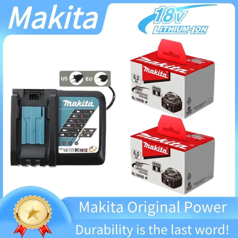 

Makita 18 v battery 6000mAh, Original Makita Lithium-Ion Battery Pack, Compatible with All Makita LXT Tools