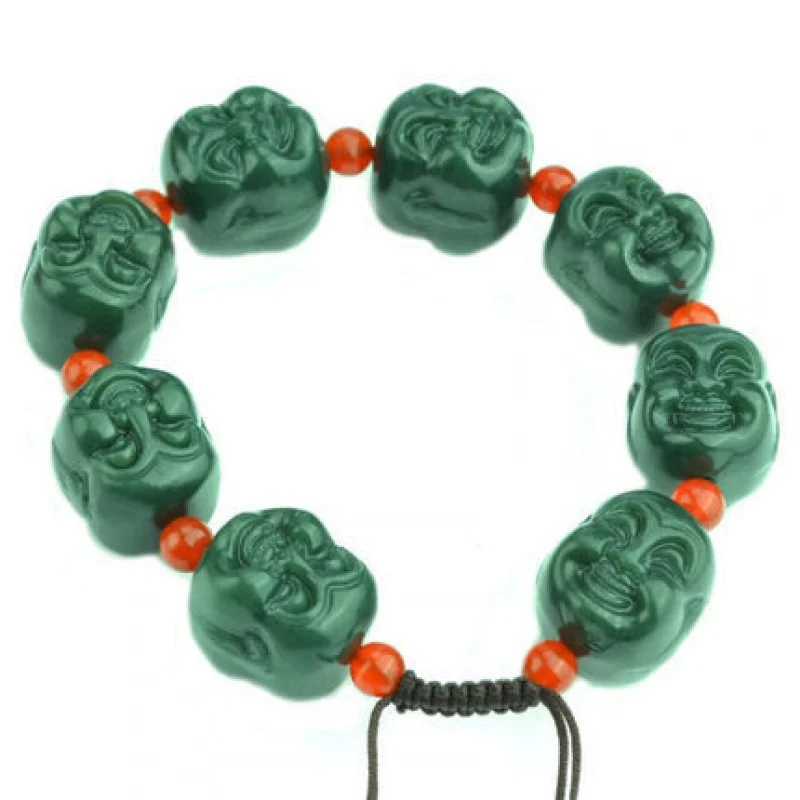 

Crafts Xinjiang Hetian Gray Jade Buddha Head Bracelet