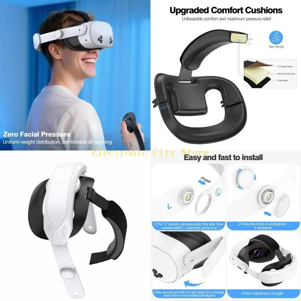 

Replacement for 3 Adjustable Straps Comfortable Headsets Accessories Reduce FacialS Stress HU8D
