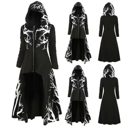 Cape à capuche médiévale imprimée en 3D pour hommes et femmes, manteau de costume d'Halloween Everak, ponchos unisexes, haut long, mode adulte