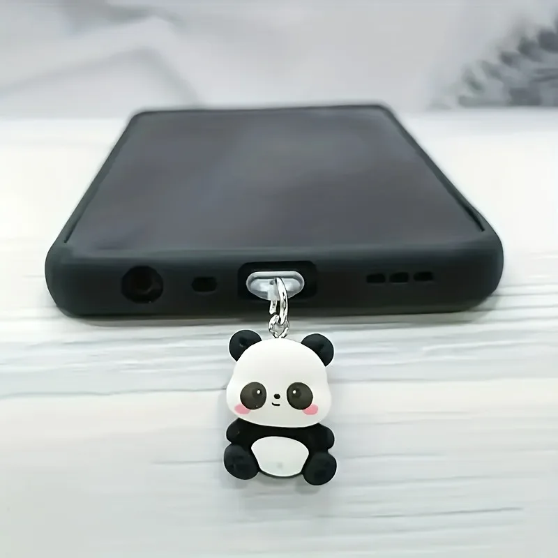 Fashion Mini Panda Phone Dust Plug Pendant Suitable for iPhone for Type-C For Android Interface Dust Plug Accessory Decoration