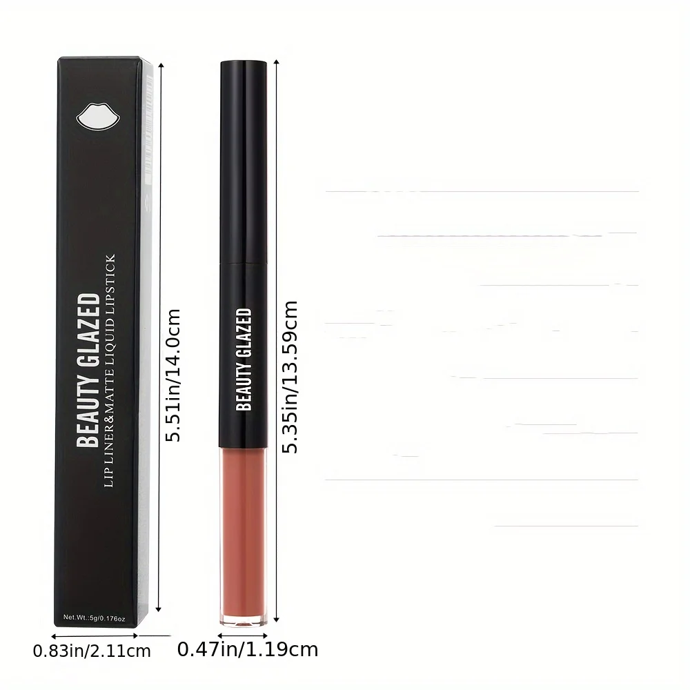 1 Stuk Waterdichte Matte Dubbelzijdige Lippenstift + Lipliner Zachte Matte Langdurige Waterdichte Lippenstift Moederdag Geschenken