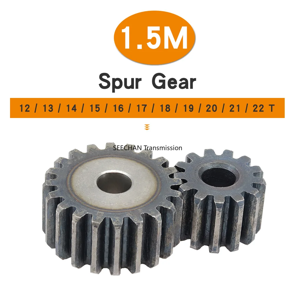 Pinion Gears 1.5M-12T/13T/14T/15T/16T/17T/18T/19T/20T/21T/22T SC45# Carbon Steel Cylindrical Gear High Frequency Quenching Teeth