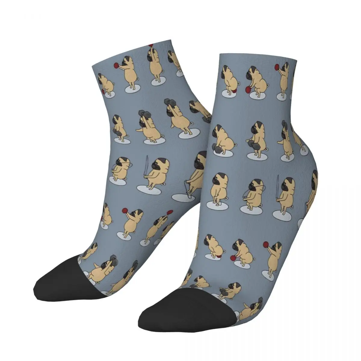 

Pug Doing Crossfit Pug Weightlifting Ankle Socks Male Mens Women Autumn Stockings Printed