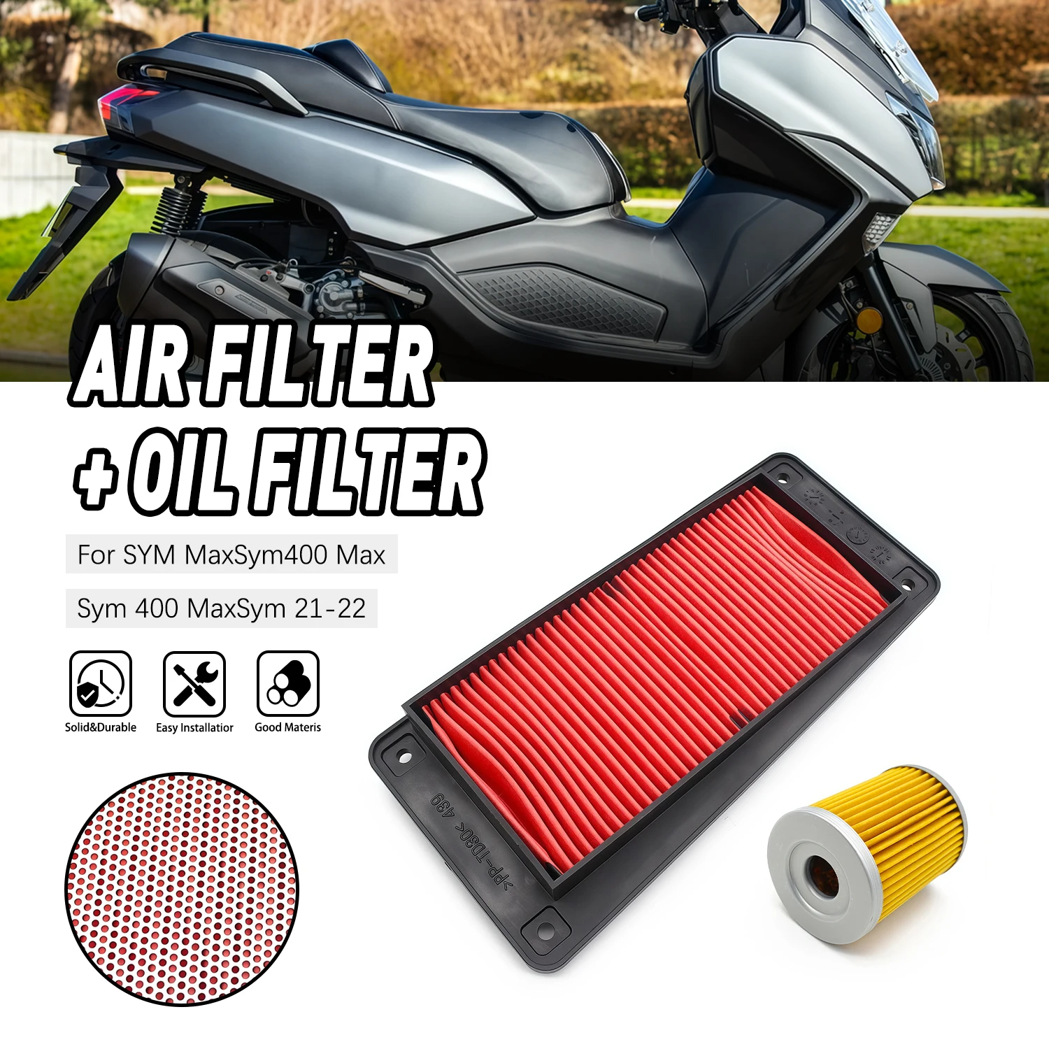 

For SYM MaxSym400 Max Sym 400 MaxSym 2021 2022 Motorcycle Air Filter Cleaner Oil Filter Suit