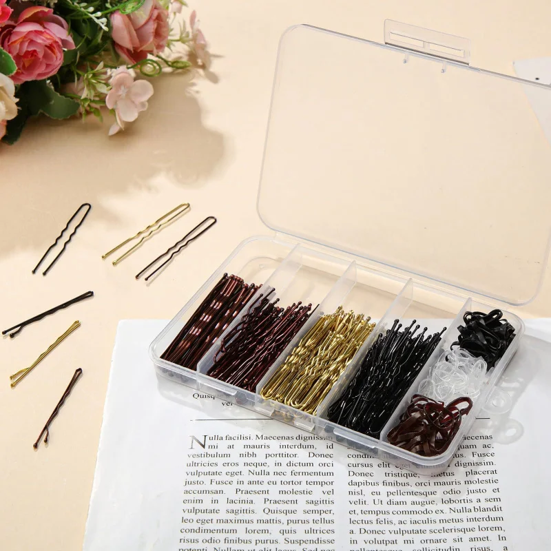 480Pcs Per Box Hair Styling Accessories Kit U Shaped Hair Forks Bobby Pins Elastic Hair Bands Hair Clips Hair Bun Making Set view 3
