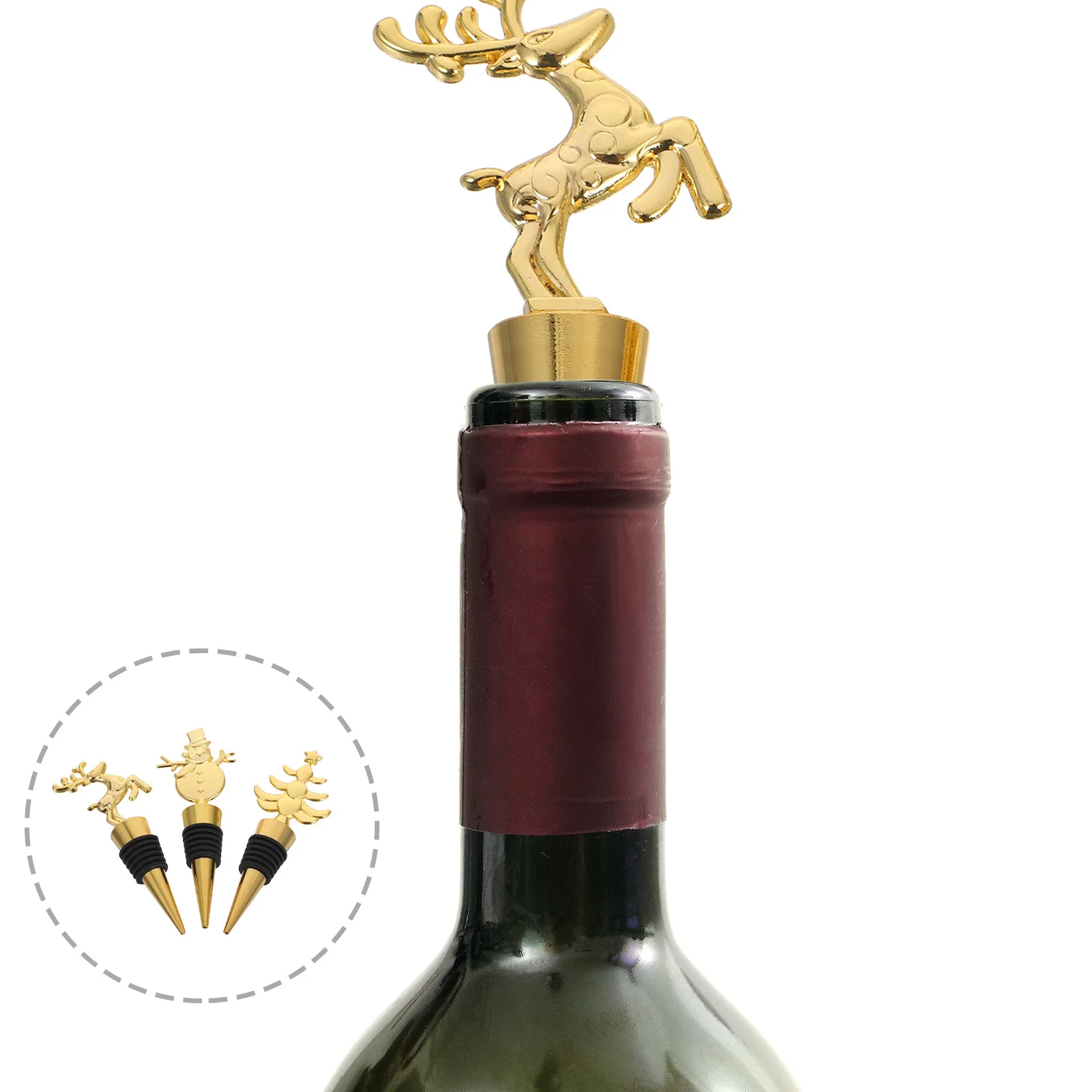 

3pcs Christmas Stoppers Reusable Airtight Bottle Sealer For Wine Beer Beverage Holiday Party Stopper Set Xmas Supplies Red Wine