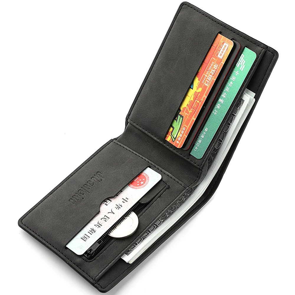 محفظة قصيرة للرجال مع نمط الثور وسحاب وجيب للعملات المعدنية وحامل بطاقات متعدد الفتحات هدية مثالية للطلاب الشباب