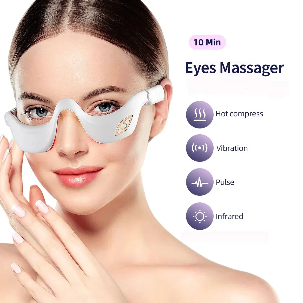 3D Hot compress Eyes Relax Massager Fatigue Relief Eye Wrinkles Dark Circles Remover Eye Skin Tightening Eye Beauty Device