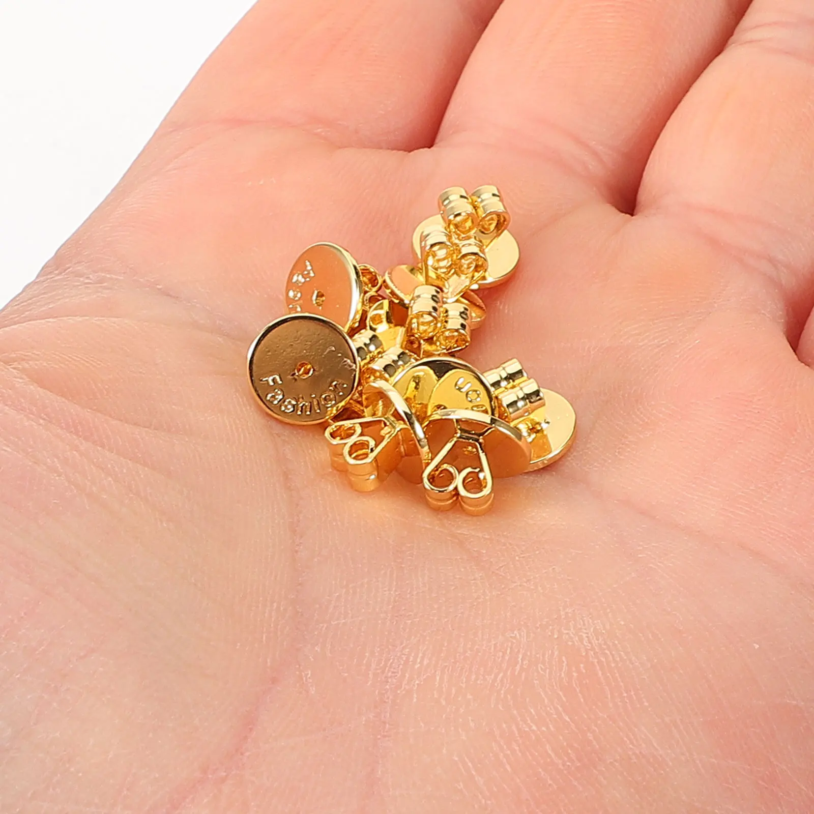 

10pcs Anti-slip Earring Backs Gold Heart Shaped Studs Durable Metal Plugs Screw on Backs for Women Jewelry Repair