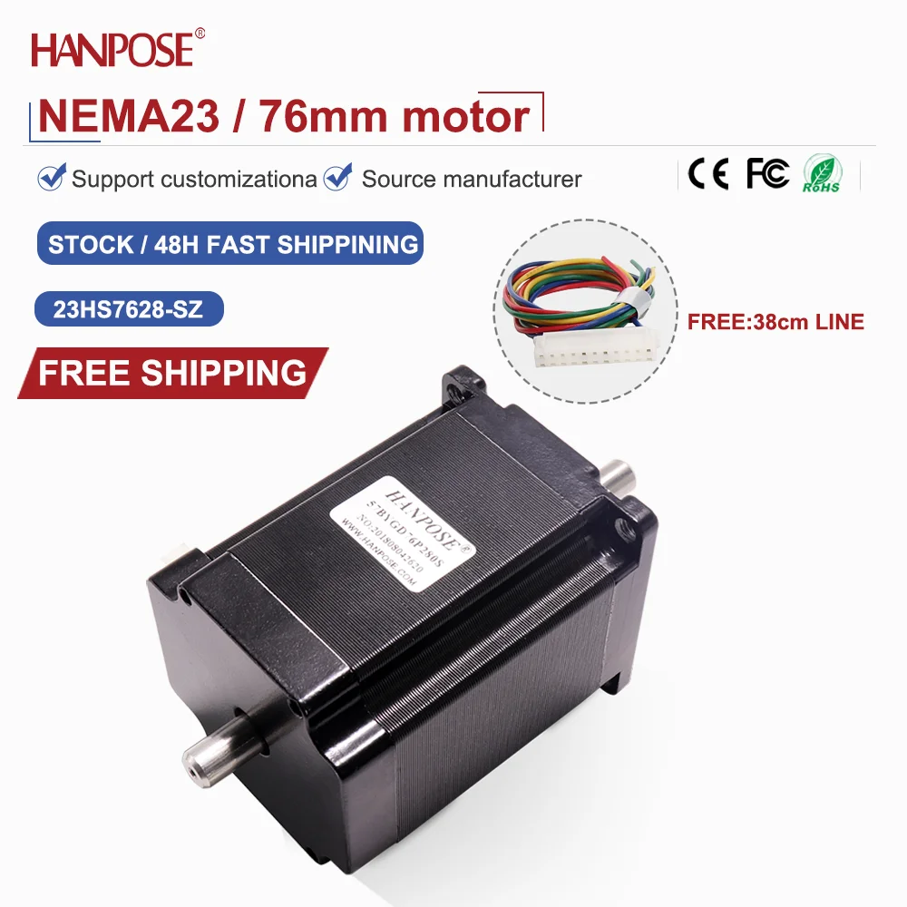 

Dual axis stepper motor torque 1.89N. m current 2.8A model 23HS7628-SZ stable operation at high speed