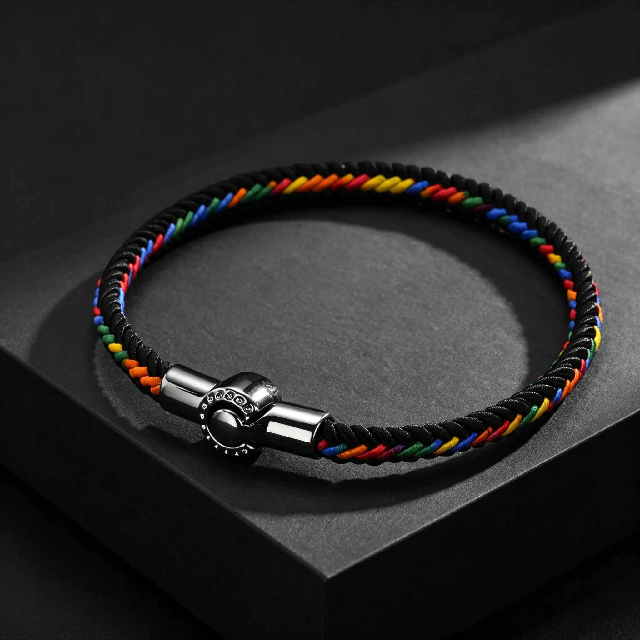 Classic Colorful Ethnic Rope Bracelet for Men, Stainless Steel Magnetic Clasp Handmade Braided Chain Wristband, Fashion Jewelry