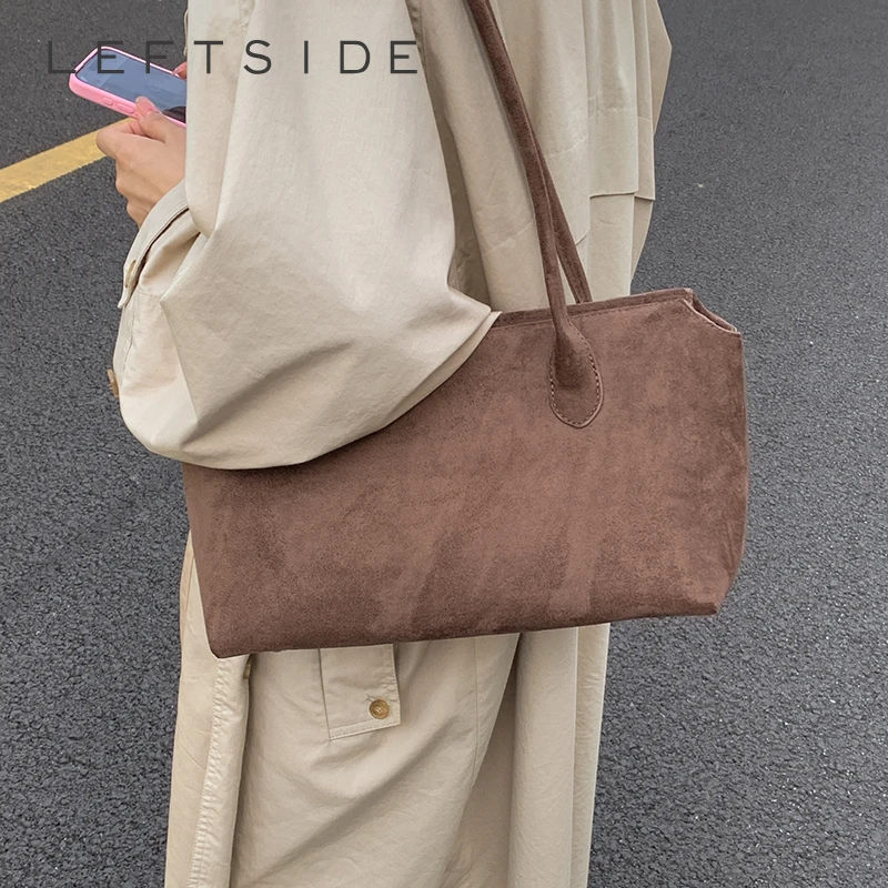 

LEFTSIDE Design Small PU Leather Shoulder Bags for Women 2025 Winter Trend Tote Bag Females Retro New ​Luxury Simple Handbags