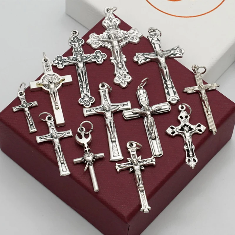 Alloy Metal Charms Crosses Pendant For Women DIY Necklace Bracelet Jewelry Making Accessories Rosary Bitter Statue Pendants