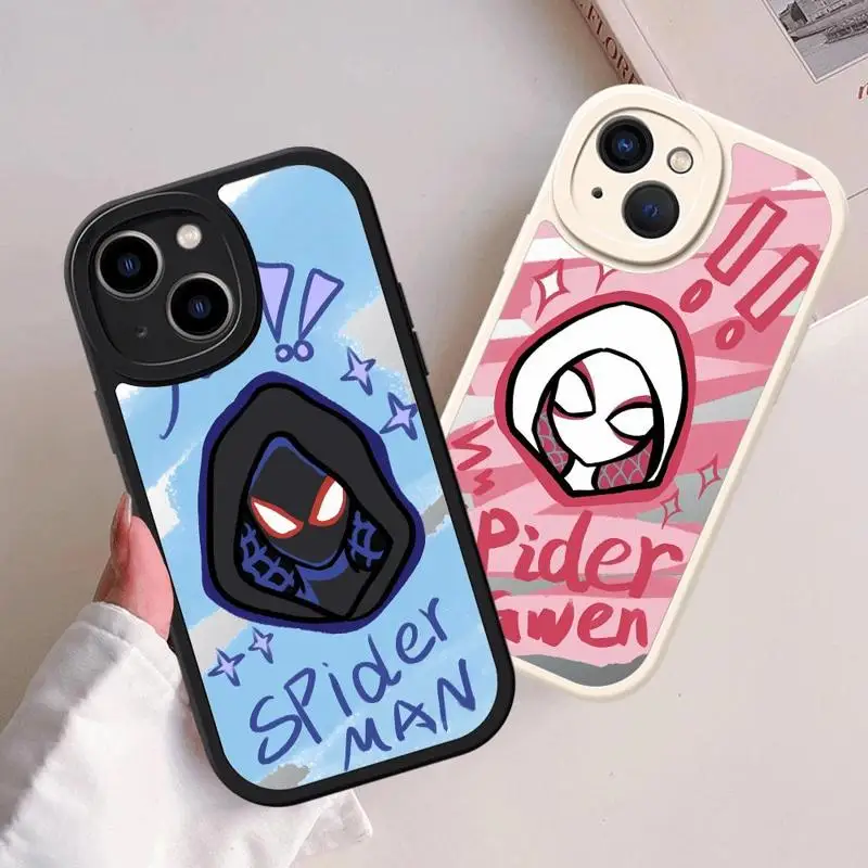 Marvel Sipider Man Gwen Cool Phone Case for iPhone 15 13 Pro XR 14ProMax 15 Plus SE 12 Mini 8 7 XS Max 11 Soft Luxury Cover