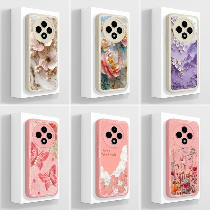 

Case For OPPO Reno12 F 4G 5G Elegant Flower Phone Cover Soft Silicone Lens Protection Back Covers For Oppo Reno13 F 4G 5G Fundas