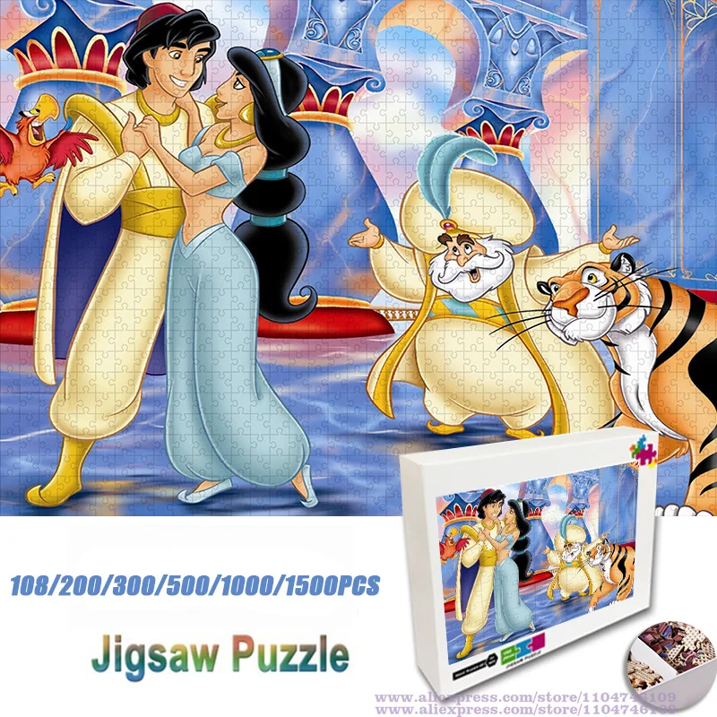 

Пазл Disney Aladdin, классические пазлы с героями мультфильмов аниме «сделай сам», 108/200/300/500/1000/1500 шт., интеллектуальные пазлы для детей