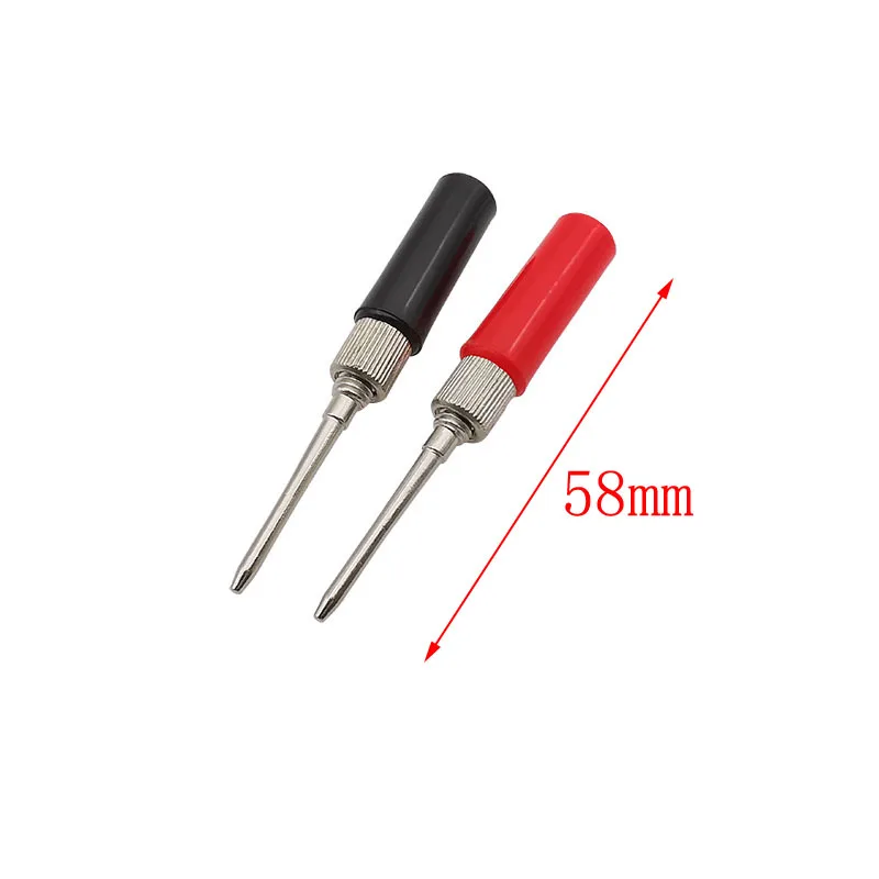 2Pcs Multimeter Test Probe 2mm Pin Testing Tools Connector Long/Short Red Black Insulated Handle For Electrical Test Wire Leads