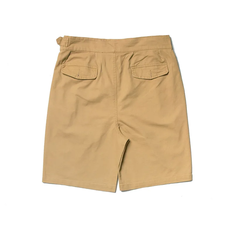 Workwear Retro High Waisted British Style Shorts Straight Naples Casual Short Trousers Men Summer Amikaji Adjustable Belt Shorts