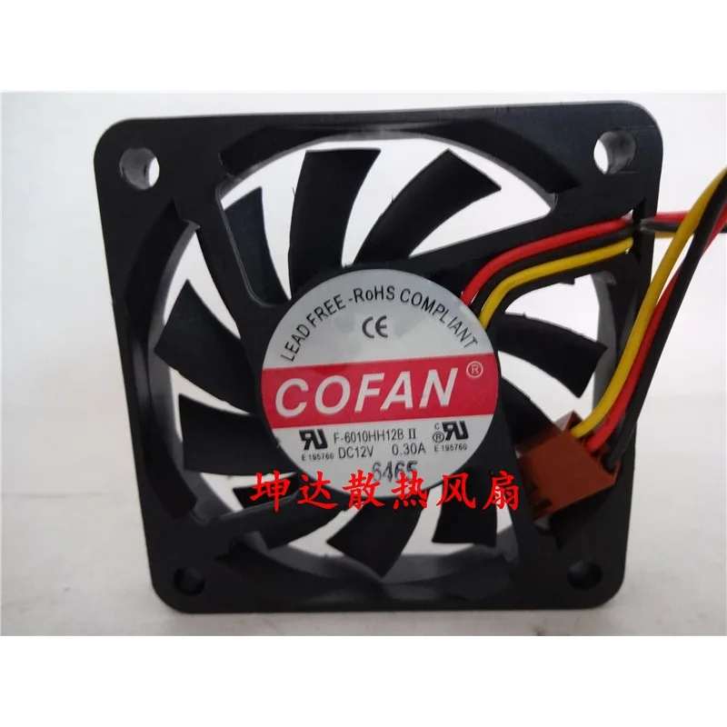 

New CPU Fan for COFAN F-6010HH12B 12V 0.30A 6CM 6010 3-wire cooling fan 60*60*10MM