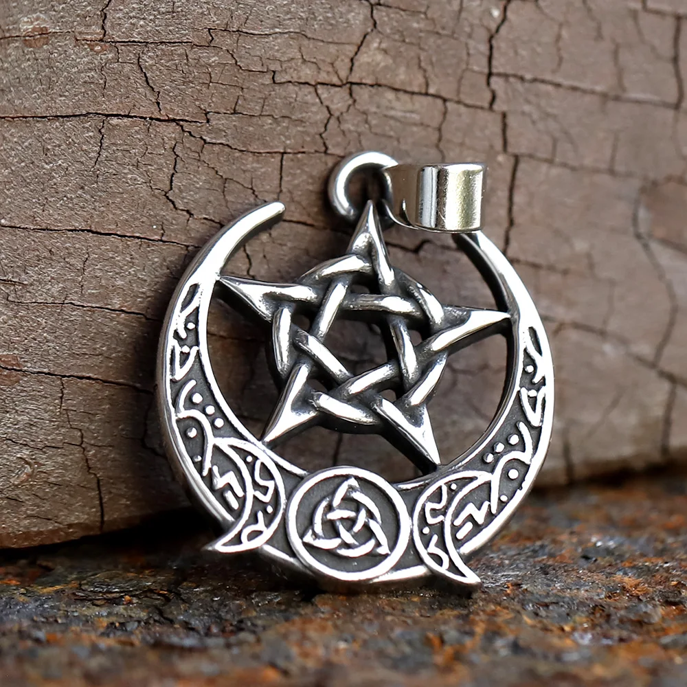 2024 Wikinger Hexe Keltisches Kreuz Mit Knoten Anhänger Halskette Rune 316L Edelstahl Männer Kette Odin Gothic Amulett Schmuck Geschenke