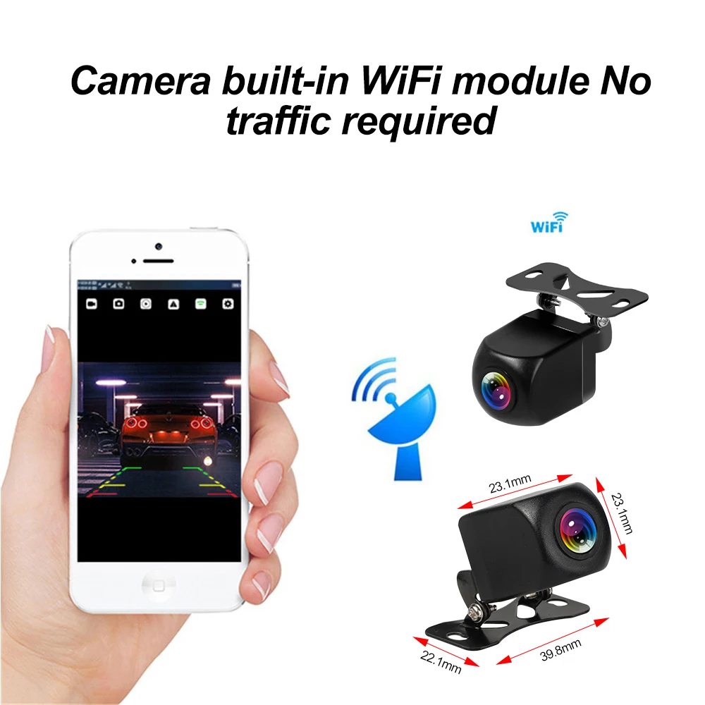 170 Wide Angle WiFi Car Rearview Camera HD Rear View Video Vehicle Backup Reverse Camera 4 LED Night Vision Parking Cam 12V