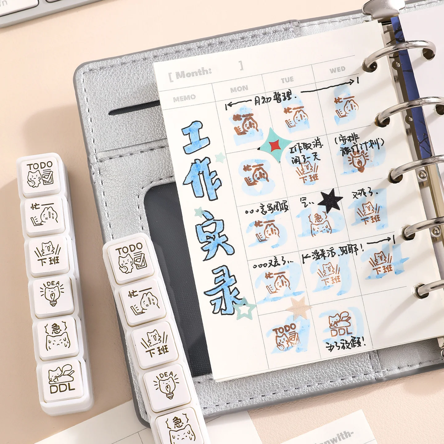 Stempel Emoji Kucing Lucu untuk Kolase, Junk Journaling, Planner, Stamping DIY, Dekorasi Scrapbooking, Segel Anak Kucing yang Menggemaskan