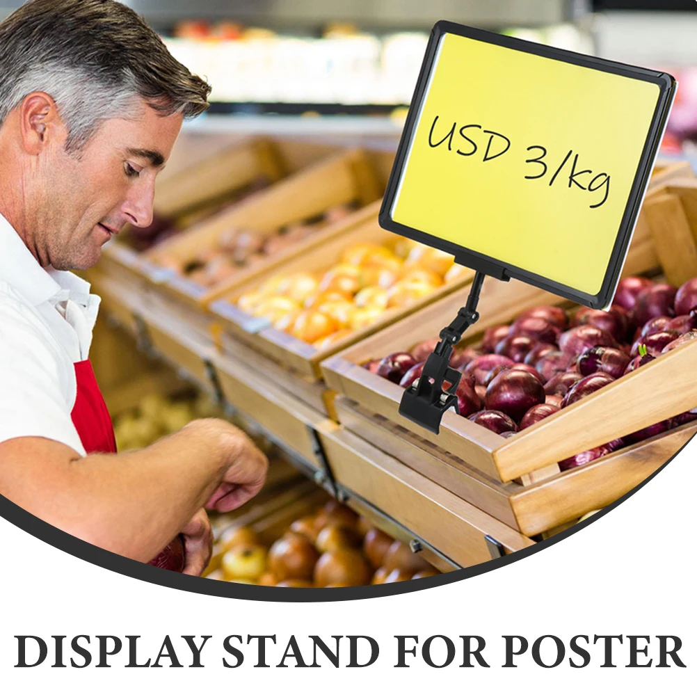 

3pcs Price Tag Holder Supermarket Sign Stand Clip Wear-Resistant Display Rack Store Accessories Vertical Poster Shelf Sign