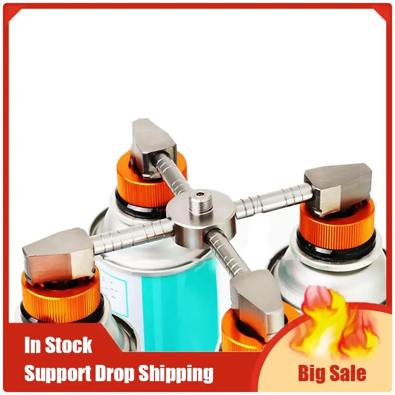 A35F nuevo adaptador de conexión de recipiente de estufa de Gas portátil convertidor de tanque de conector de 1 a 4 quemadores para senderismo al aire libre Picnic barbacoa Eas