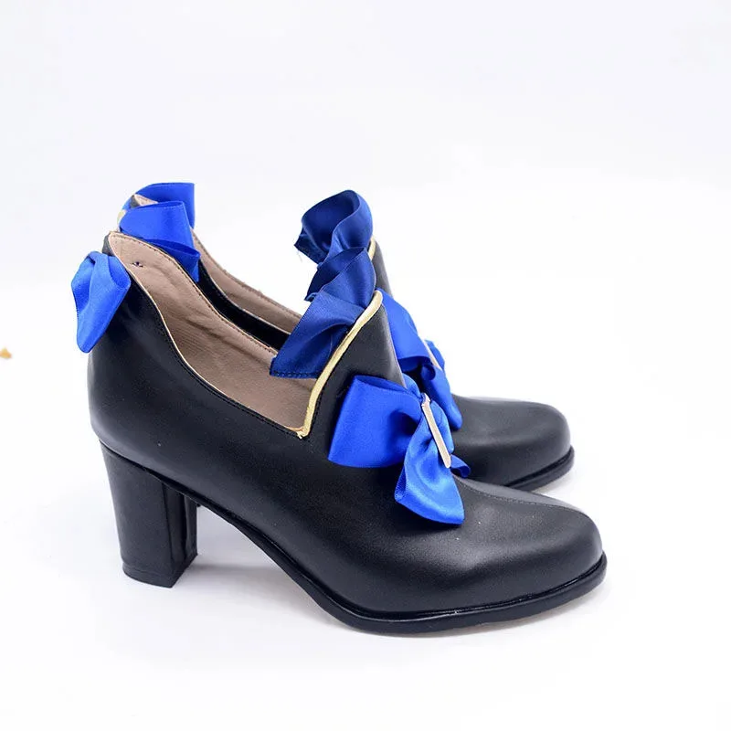 qq28LQBlack Furina Focalors تأثيري أحذية دور اللعب لعبة أحذية كعب 5 سنتيمتر حجم مخصص