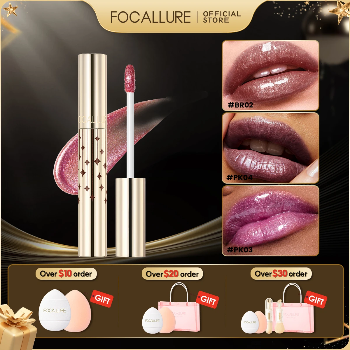 FOCALLURE Diamond Liquid Lipstick Waterproof Long Lasting Super Pearl Shiny 12 Colors Metal Glitter Lip Gloss Makeup Cosmetics