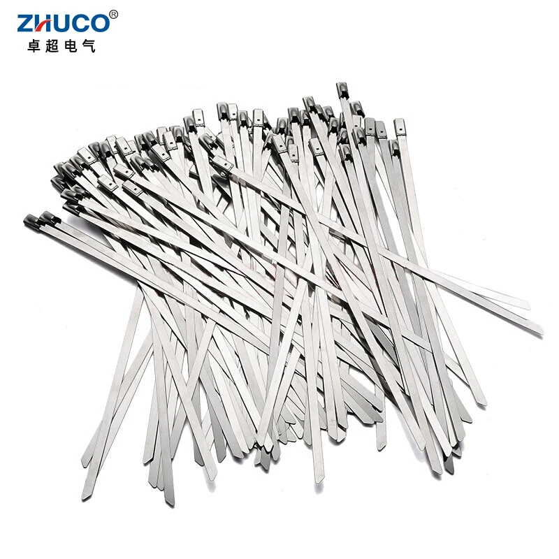 10pcs GHG-10 10mm Width 150/200/250 Length Stainless Steel 304 Self-Locking Metal Reusable Ring Fastening Hardware Cable Tie