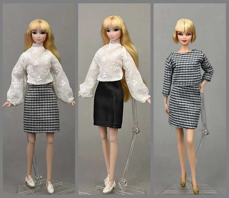 doll dress and shirt / grid skirt / Autumn Wear Clothing For 30cm BJD Xinyi Barbie Blythe FR ST Doll clothes