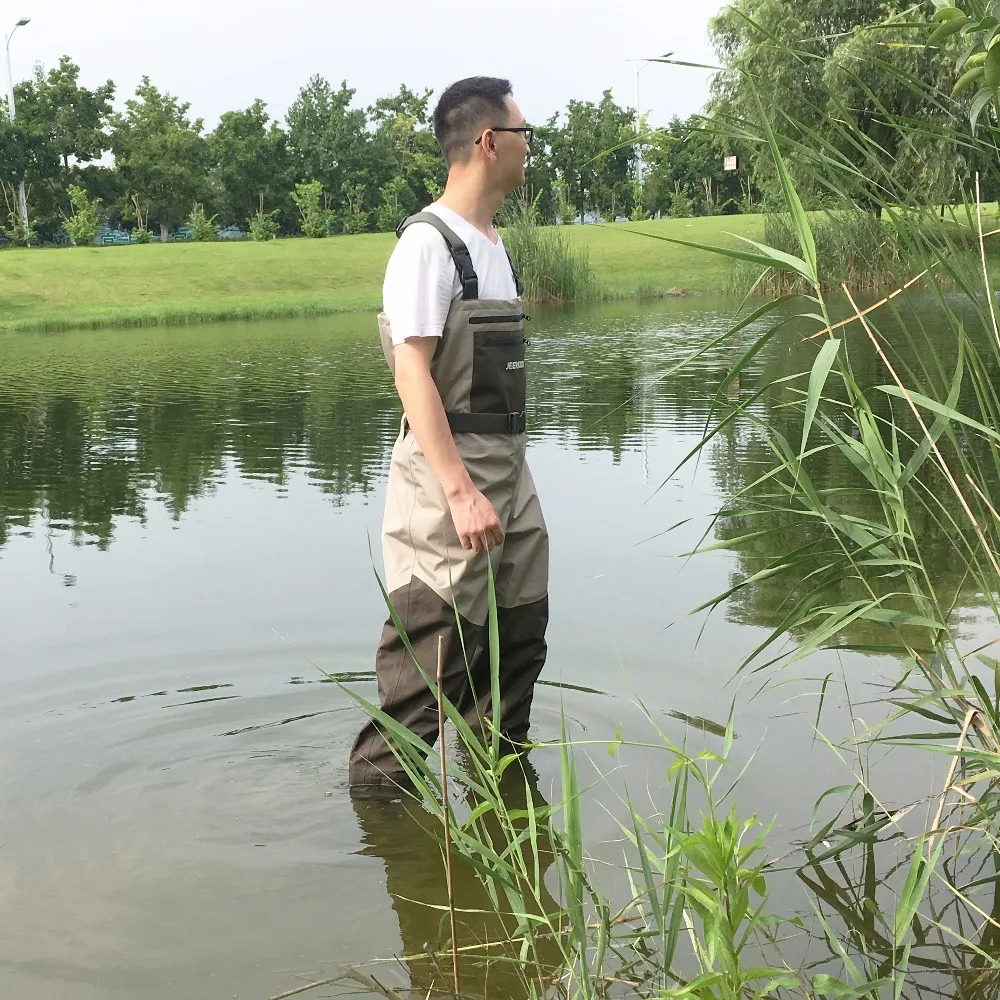 JEERKOOL Fly Fishing Waders Wading Pants Fishing Waders Pants Portable Chest Waterproof Overalls Boots Clothes Stocking Foot