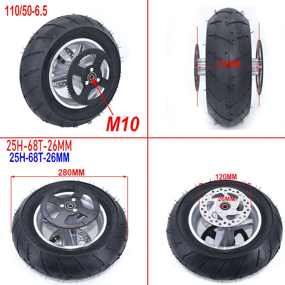 110/50-6.5 Rear Wheel Pocket Bike Good Quality Tyre With Tube Brake Disc Plate # T8F-54T Sprocket For 47cc 49cc Mini Motorcycle