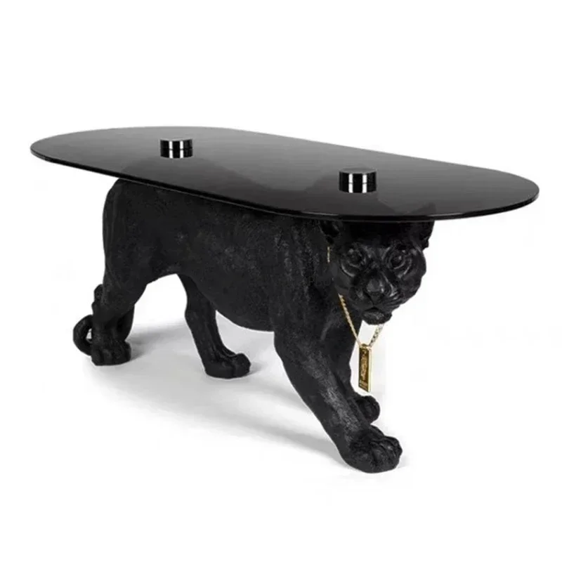 Hot salesModern Simple and Glass Tea Table Designer Personalized Creativity Animal Living Room Household Small Unit Leopa