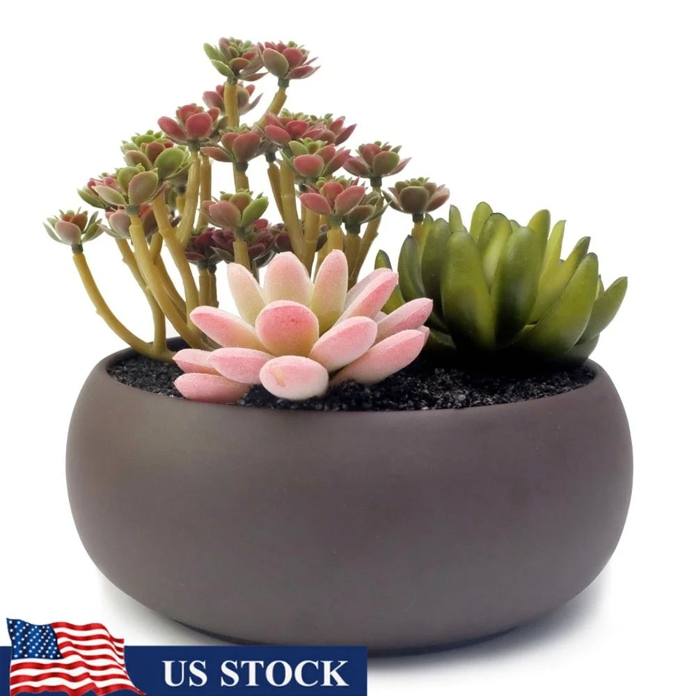 

Unglazed Round Ceramic Planter Pot 6.7 inch Succulents Cactus Indoor Outdoor Use with Drainage Perfect Home Office Decor