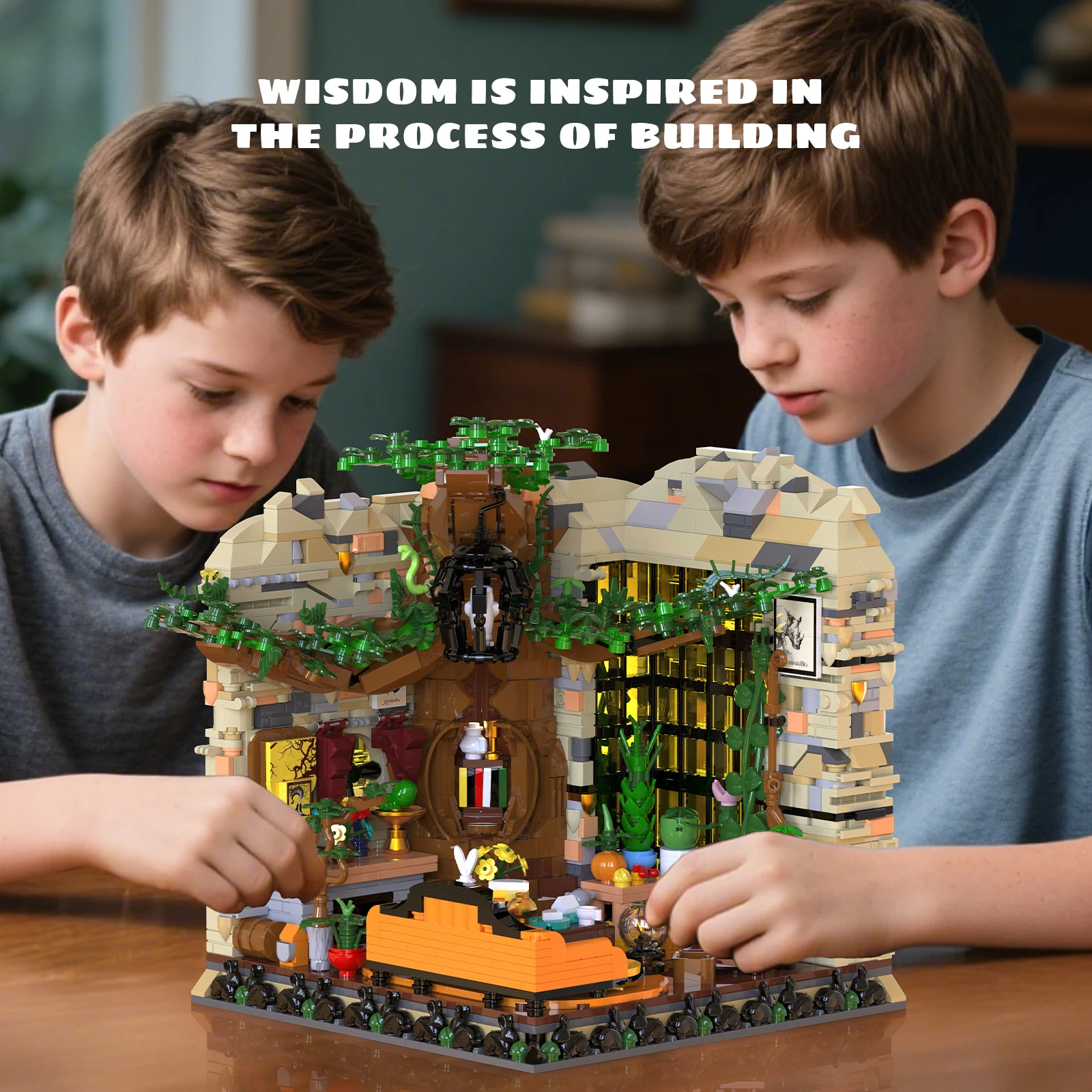 2059PCS Magische Gemeenschappelijke Kamer Bouwstenen Kit MOC Creatieve desktop decoratie Model Bricks Sets Kinderen Speelgoed kerstcadeaus