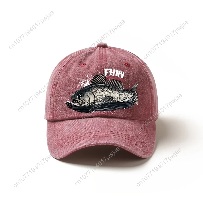 [Gorra de béisbol con protección solar] Gorra de béisbol liviana y protectora solar |   Tamaño ajustable, patrón de peces grandes, cl multifuncional