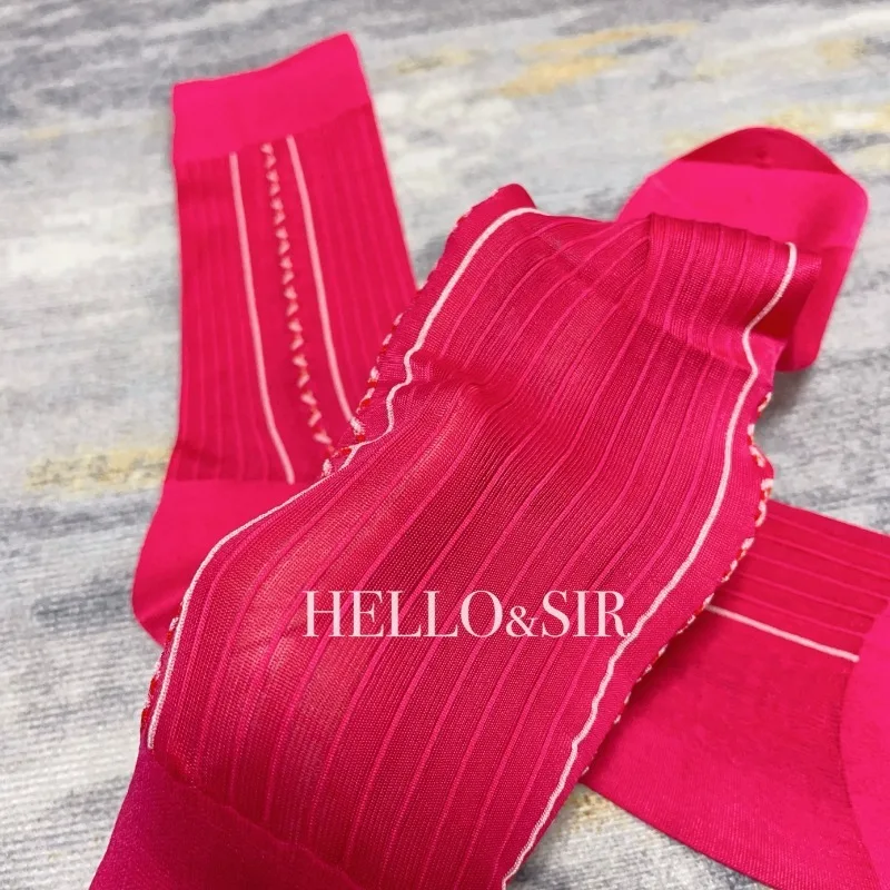 Calzini da uomo Barbie Rosa Solido Jacquard Vintage Uomo Calze velate sexy Abito formale da lavoro Indossare calzini a tubo medio gessato erotico