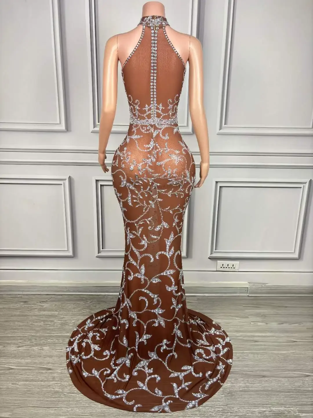 Mulheres sem mangas brilhantes strass estiramento malha baile festival elegante baile de formatura até o chão vestido longo ocasiões de aniversário 2025