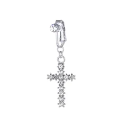 Cross Fake Belly Button Ring Navel Piercing Ombligo Rings Crystal Rhinestones Stud Earrings Ear Clips Fake Belly Piercing