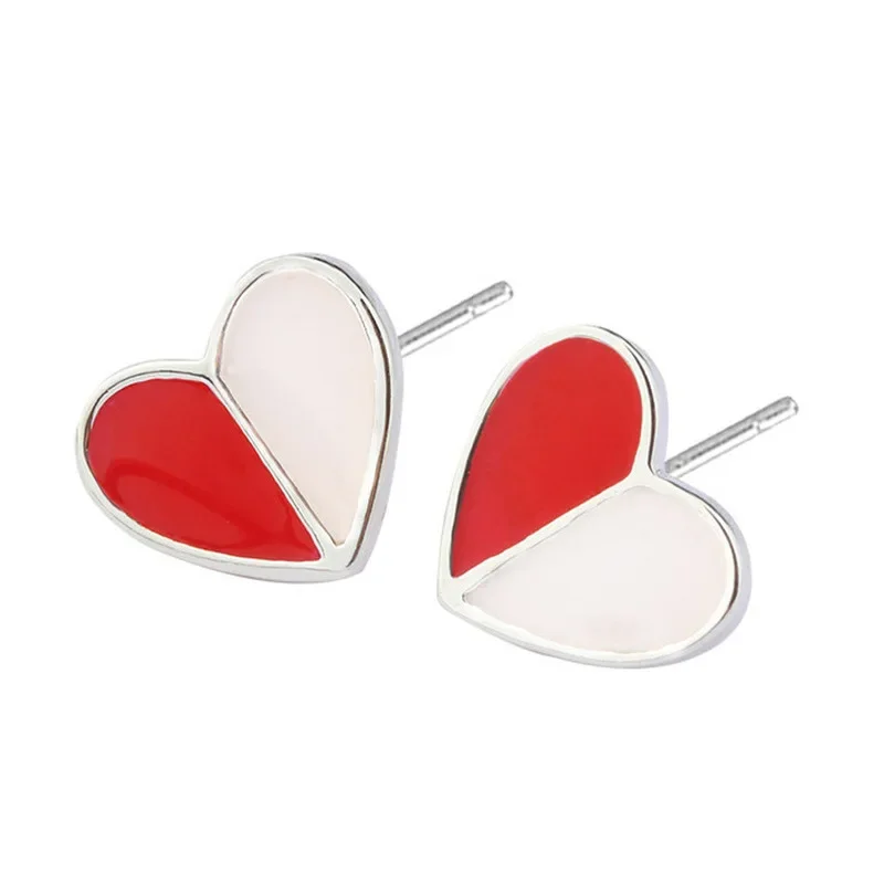 Red Love Heart Stud Earrings for Women 2024 Cool Metal Korean Earrings OL 2000s Aesthetic Jewelry Party Favors