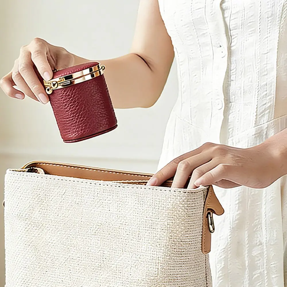 Exquisite Leather Kiss Lock Bag Small Size Luxury Texture Coin Purse Ring Case Coin Storage